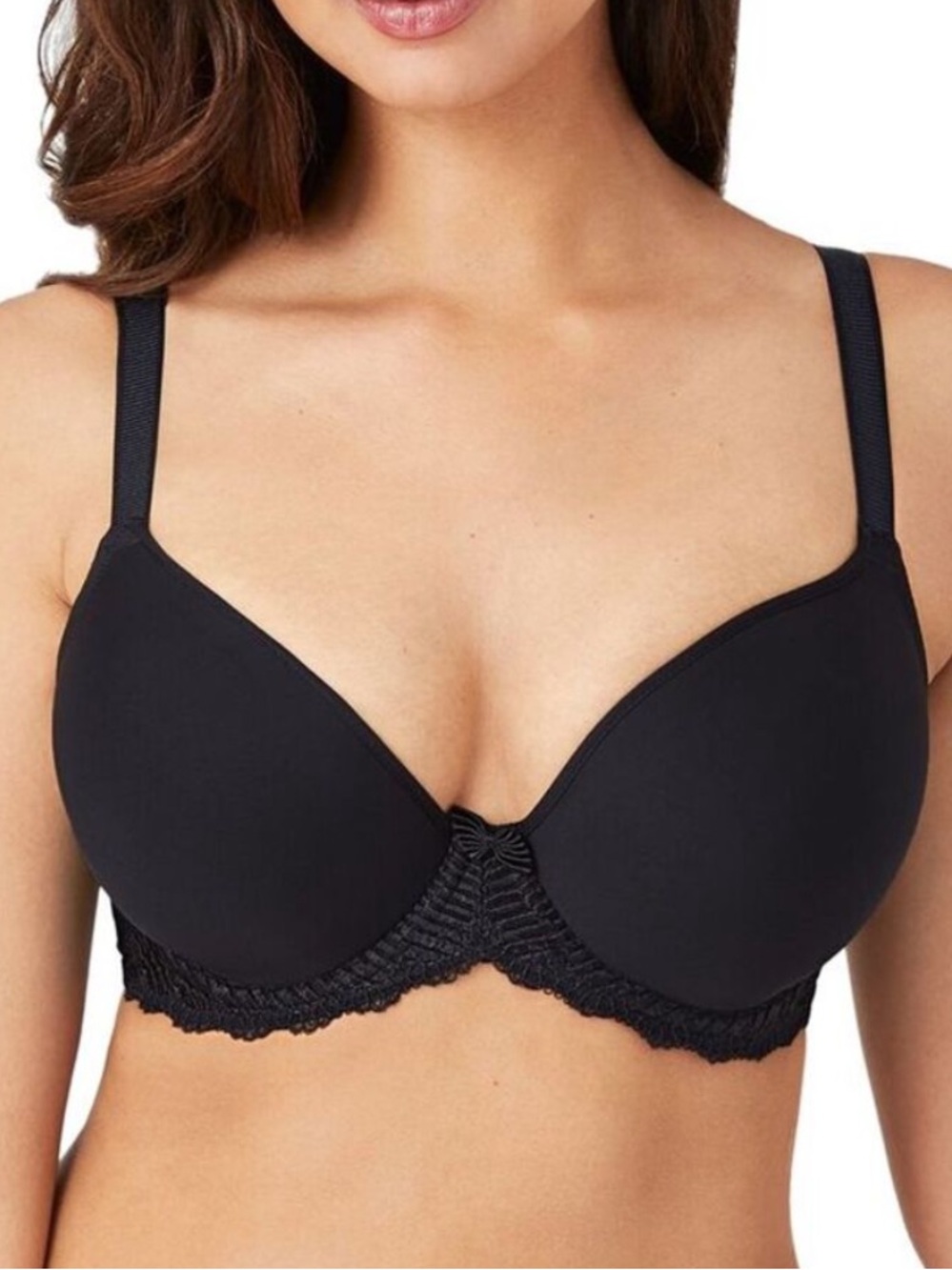 Wacoal NWT Contour La Femme Underwire Bra 32DD Black Lace Smooth Cup T Shirt Bra